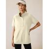 imageANRABESS Womens Short Sleeve Tops Oversized Lightweight Sweatshirt Polo Shirts 2026 Summer Casual Button Pullover Top OutfitsBeige
