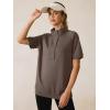 imageANRABESS Womens Short Sleeve Tops Oversized Lightweight Sweatshirt Polo Shirts 2026 Summer Casual Button Pullover Top OutfitsBrown