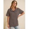 imageANRABESS Womens Short Sleeve Tops Oversized Lightweight Sweatshirt Polo Shirts 2026 Summer Casual Button Pullover Top OutfitsBrown