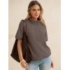 imageANRABESS Womens Short Sleeve Tops Oversized Lightweight Sweatshirt Polo Shirts 2026 Summer Casual Button Pullover Top OutfitsBrown