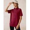 imageANRABESS Womens Short Sleeve Tops Oversized Lightweight Sweatshirt Polo Shirts 2026 Summer Casual Button Pullover Top OutfitsDark Red