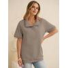 imageANRABESS Womens Short Sleeve Tops Oversized Lightweight Sweatshirt Polo Shirts 2026 Summer Casual Button Pullover Top OutfitsKhaki