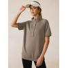 imageANRABESS Womens Short Sleeve Tops Oversized Lightweight Sweatshirt Polo Shirts 2026 Summer Casual Button Pullover Top OutfitsKhaki