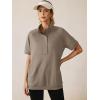 imageANRABESS Womens Short Sleeve Tops Oversized Lightweight Sweatshirt Polo Shirts 2026 Summer Casual Button Pullover Top OutfitsKhaki
