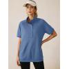 imageANRABESS Womens Short Sleeve Tops Oversized Lightweight Sweatshirt Polo Shirts 2026 Summer Casual Button Pullover Top OutfitsLight Blue