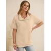 imageANRABESS Womens Short Sleeve Tops Oversized Lightweight Sweatshirt Polo Shirts 2026 Summer Casual Button Pullover Top OutfitsParchment
