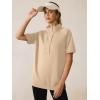 imageANRABESS Womens Short Sleeve Tops Oversized Lightweight Sweatshirt Polo Shirts 2026 Summer Casual Button Pullover Top OutfitsParchment