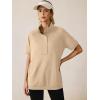 imageANRABESS Womens Short Sleeve Tops Oversized Lightweight Sweatshirt Polo Shirts 2026 Summer Casual Button Pullover Top OutfitsParchment