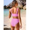 imageANRABESS Bikini Sets for Women Summer High Waisted 2 Piece Bathing Suit Ribbed Tie Knot Swimsuit 2026 Beach Vacation SwimwearPink