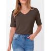 imageANRABESS Womens Half Sleeve Tops V Neck Shirts Basic Fit Tee Trendy Summer Business Casual TShirts Fashion Clothing 2026Brown