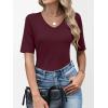 imageANRABESS Womens Half Sleeve Tops V Neck Shirts Basic Fit Tee Trendy Summer Business Casual TShirts Fashion Clothing 2026Burgundy