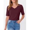 imageANRABESS Womens Half Sleeve Tops V Neck Shirts Basic Fit Tee Trendy Summer Business Casual TShirts Fashion Clothing 2026Burgundy
