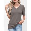 imageANRABESS Womens Half Sleeve Tops V Neck Shirts Basic Fit Tee Trendy Summer Business Casual TShirts Fashion Clothing 2026Gray Taupe
