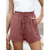 imageANRABESS Womens Shorts Casual Summer High Waisted Elastic Drawstring Comfy Lounge Wide Leg Short Pants Beach Vacation ClothesDusty Rose