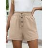 imageANRABESS Womens Shorts Casual Summer High Waisted Elastic Drawstring Comfy Lounge Wide Leg Short Pants Beach Vacation ClothesParchment