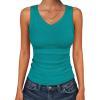 imageANRABESS Tank Tops for Women V Neck Ribbed Knit Slim Fitted Sleeveless Basic Tee Tanks Casual Summer Clothes 2026Teal