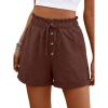 imageANRABESS Womens Shorts Casual Summer High Waisted Elastic Drawstring Comfy Lounge Wide Leg Short Pants Beach Vacation ClothesCoffee