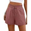 imageANRABESS Womens Shorts Casual Summer High Waisted Elastic Drawstring Comfy Lounge Wide Leg Short Pants Beach Vacation ClothesDusty Rose