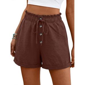 imageANRABESS Womens Shorts Casual Summer High Waisted Elastic Drawstring Comfy Lounge Wide Leg Short Pants Beach Vacation ClothesCoffee