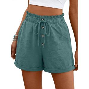imageANRABESS Womens Shorts Casual Summer High Waisted Elastic Drawstring Comfy Lounge Wide Leg Short Pants Beach Vacation ClothesLake