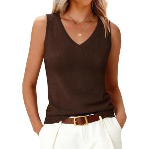 imageANRABESS Womens Wool Blend Tank Tops V Neck Sleeveless Sweater Business Casual Work Knit Shirts Slim Fit 2026 Summer OutfitsChocolate Brown