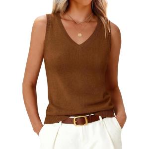 imageANRABESS Womens Wool Blend Tank Tops V Neck Sleeveless Sweater Business Casual Work Knit Shirts Slim Fit 2026 Summer OutfitsDark Caramel