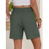 imageANRABESS Linen Shorts for Women Casual Summer High Waisted Wide Leg Lounge Beach Vacation Shorts with Pockets 2026 SpringArmy Green