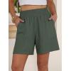 imageANRABESS Linen Shorts for Women Casual Summer High Waisted Wide Leg Lounge Beach Vacation Shorts with Pockets 2026 SpringArmy Green