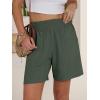 imageANRABESS Linen Shorts for Women Casual Summer High Waisted Wide Leg Lounge Beach Vacation Shorts with Pockets 2026 SpringArmy Green