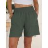 imageANRABESS Linen Shorts for Women Casual Summer High Waisted Wide Leg Lounge Beach Vacation Shorts with Pockets 2026 SpringArmy Green