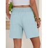 imageANRABESS Linen Shorts for Women Casual Summer High Waisted Wide Leg Lounge Beach Vacation Shorts with Pockets 2026 SpringBaby Blue