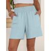 imageANRABESS Linen Shorts for Women Casual Summer High Waisted Wide Leg Lounge Beach Vacation Shorts with Pockets 2026 SpringBaby Blue