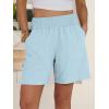 imageANRABESS Linen Shorts for Women Casual Summer High Waisted Wide Leg Lounge Beach Vacation Shorts with Pockets 2026 SpringBaby Blue