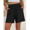 imageANRABESS Linen Shorts for Women Casual Summer High Waisted Wide Leg Lounge Beach Vacation Shorts with Pockets 2026 SpringBlack