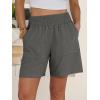 imageANRABESS Linen Shorts for Women Casual Summer High Waisted Wide Leg Lounge Beach Vacation Shorts with Pockets 2026 SpringDark Grey