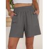 imageANRABESS Linen Shorts for Women Casual Summer High Waisted Wide Leg Lounge Beach Vacation Shorts with Pockets 2026 SpringDark Grey