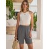 imageANRABESS Linen Shorts for Women Casual Summer High Waisted Wide Leg Lounge Beach Vacation Shorts with Pockets 2026 SpringDark Grey