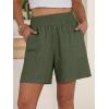 imageANRABESS Linen Shorts for Women Casual Summer High Waisted Wide Leg Lounge Beach Vacation Shorts with Pockets 2026 SpringDeep Green