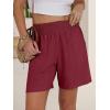 imageANRABESS Linen Shorts for Women Casual Summer High Waisted Wide Leg Lounge Beach Vacation Shorts with Pockets 2026 SpringDeep Red