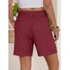 imageANRABESS Linen Shorts for Women Casual Summer High Waisted Wide Leg Lounge Beach Vacation Shorts with Pockets 2026 SpringDeep Red