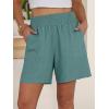 imageANRABESS Linen Shorts for Women Casual Summer High Waisted Wide Leg Lounge Beach Vacation Shorts with Pockets 2026 SpringLake Green