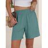 imageANRABESS Linen Shorts for Women Casual Summer High Waisted Wide Leg Lounge Beach Vacation Shorts with Pockets 2026 SpringLake Green