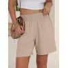 imageANRABESS Linen Shorts for Women Casual Summer High Waisted Wide Leg Lounge Beach Vacation Shorts with Pockets 2026 SpringLight Khaki