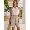 imageANRABESS Linen Shorts for Women Casual Summer High Waisted Wide Leg Lounge Beach Vacation Shorts with Pockets 2026 SpringLight Khaki
