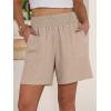 imageANRABESS Linen Shorts for Women Casual Summer High Waisted Wide Leg Lounge Beach Vacation Shorts with Pockets 2026 SpringLight Khaki