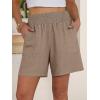 imageANRABESS Linen Shorts for Women Casual Summer High Waisted Wide Leg Lounge Beach Vacation Shorts with Pockets 2026 SpringLight Khaki