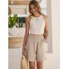 imageANRABESS Linen Shorts for Women Casual Summer High Waisted Wide Leg Lounge Beach Vacation Shorts with Pockets 2026 SpringLight Khaki