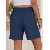 imageANRABESS Linen Shorts for Women Casual Summer High Waisted Wide Leg Lounge Beach Vacation Shorts with Pockets 2026 SpringNavy Blue