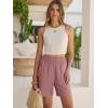 imageANRABESS Linen Shorts for Women Casual Summer High Waisted Wide Leg Lounge Beach Vacation Shorts with Pockets 2026 SpringPink
