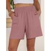 imageANRABESS Linen Shorts for Women Casual Summer High Waisted Wide Leg Lounge Beach Vacation Shorts with Pockets 2026 SpringPink